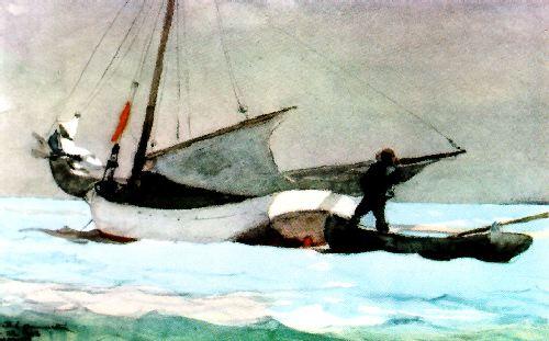 Winslow Homer Stowing the Sail, Bahamas Germany oil painting art